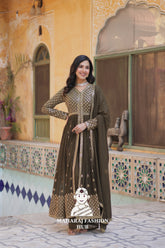 π Full Sleeve Kurti Set with Sequin Lace Dupatta - Special Designer Gown